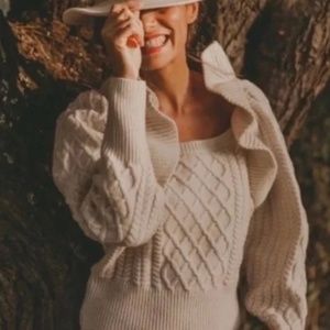 CCO ⬇️ HM Blogger Favorite Cable Knit Flounce Sleeve Sweater